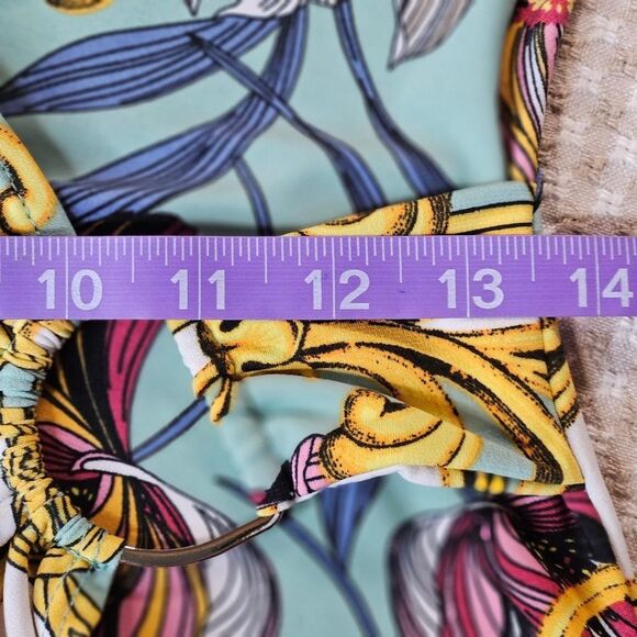 Boston Proper Ornate Scroll Floral D-Ring Gathered Front Flutter Sleeve Blouse - Picture 10 of 11